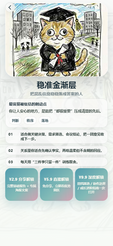 天赋猫猫格结果页